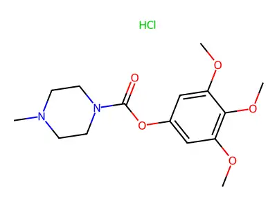 1-Piperazinecarboxylic acid, 4-methyl-, 3,4,5-trimethoxyphenyl ester, monohydrochloride structure