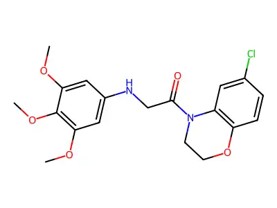2H-1,4-Benzoxazine, 3,4-dihydro-6-chloro-4-(((3,4,5-trimethoxyphenyl)amino)acetyl)- structure