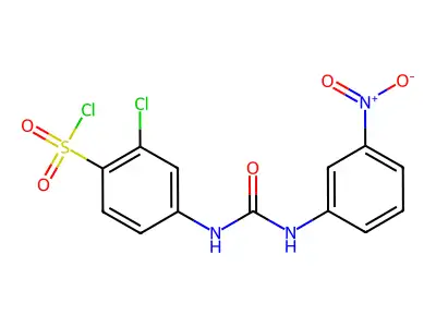 2-Chloro-4-[3-(3-nitrophenyl)-ureido]benzenesulfonyl chloride structure