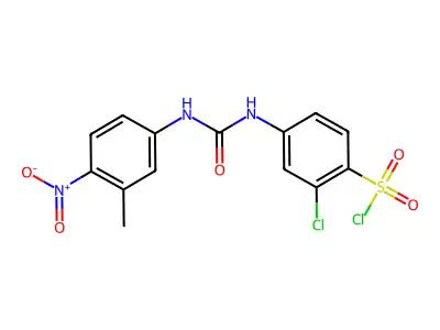 2-Chloro-4-[3-(3-methyl-4-nitro-phenyl)-ureido]-benzenesulfonyl chloride structure