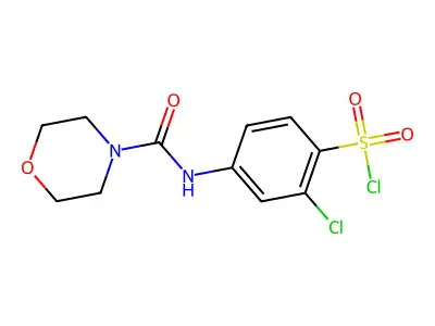 2-Chloro-4-(morpholine-4-carboxamido)benzene-1-sulfonyl chloride structure
