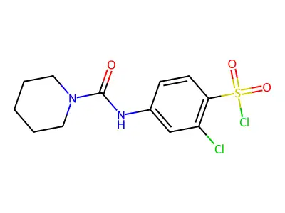 2-Chloro-4-(piperidine-1-carboxamido)benzene-1-sulfonyl chloride structure