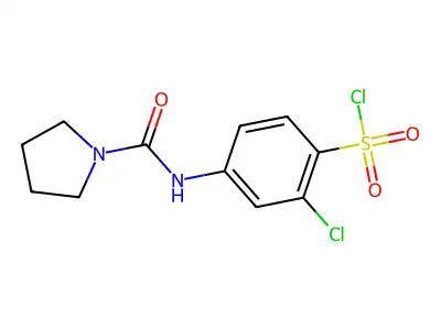 2-Chloro-4-(pyrrolidine-1-carboxamido)benzene-1-sulfonyl chloride structure