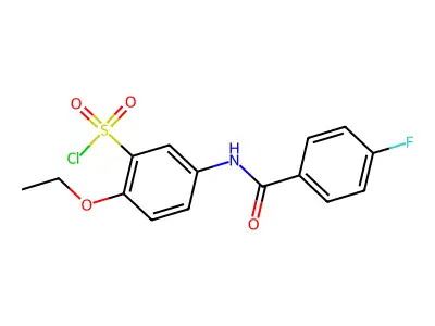 2-Ethoxy-5-(4-fluorobenzamido)benzene-1-sulfonyl chloride structure