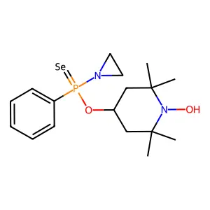 O-(1-Hydroxy-2,2,6,6-tetramethylpiperidin-4-yl) aziridin-1-yl(phenyl)phosphinoselenoate structure