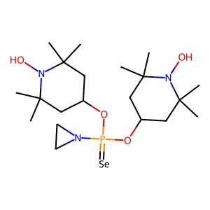O,O-Bis(1-hydroxy-2,2,6,6-tetramethylpiperidin-4-yl) aziridin-1-ylphosphonoselenoate structure