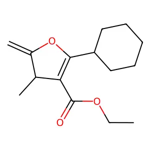 Ethyl 2-cyclohexyl-4-methyl-5-methylidene-4,5-dihydrofuran-3-carboxylate structure