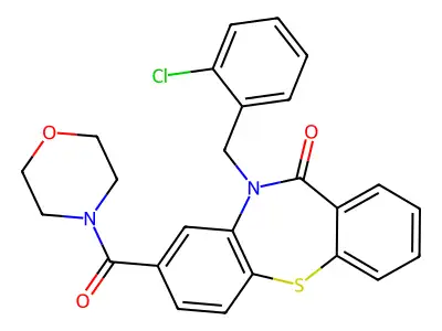5-[(2-chlorophenyl)methyl]-3-(morpholine-4-carbonyl)benzo[b][1,4]benzothiazepin-6-one structure