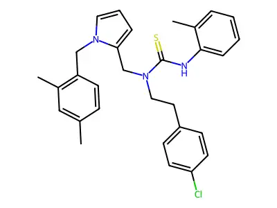1-[2-(4-chlorophenyl)ethyl]-1-[[1-[(2,4-dimethylphenyl)methyl]pyrrol-2-yl]methyl]-3-(2-methylphenyl)thiourea structure
