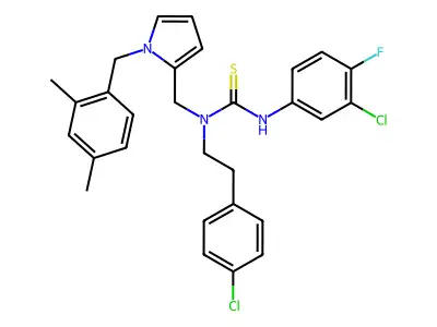N'-(3-Chloro-4-fluorophenyl)-N-[2-(4-chlorophenyl)ethyl]-N-({1-[(2,4-dimethylphenyl)methyl]-1H-pyrrol-2-yl}methyl)thiourea structure