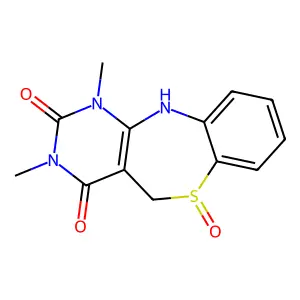 1,3-Dimethyl-5,11-dihydropyrimido(5,4-c)(1,5)benzothiazepine-2,4(1H,3H)-dione 6-oxide structure