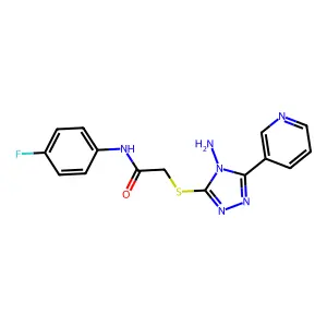 2-((4-amino-5-(pyridin-3-yl)-4H-1,2,4-triazol-3-yl)thio)-N-(4-fluorophenyl)acetamide structure