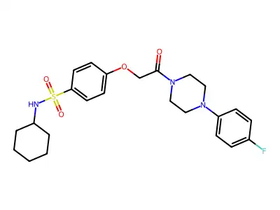 N-cyclohexyl-4-[2-[4-(4-fluorophenyl)piperazin-1-yl]-2-oxoethoxy]benzenesulfonamide structure