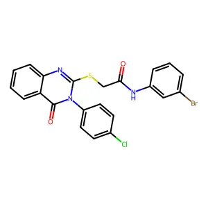 N-(3-BR-PH)-2-((3-(4-CL-Phenyl)-4-oxo-3,4-dihydro-2-quinazolinyl)thio)acetamide structure