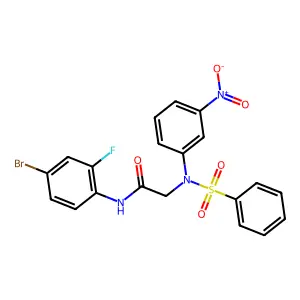 2-[N-(benzenesulfonyl)-3-nitroanilino]-N-(4-bromo-2-fluorophenyl)acetamide structure