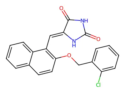 5-[[2-[(2-Chlorophenyl)methoxy]-1-naphthalenyl]methylene]-2,4-imidazolidinedione structure