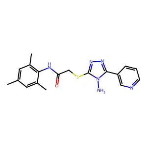 2-((4-amino-5-(pyridin-3-yl)-4H-1,2,4-triazol-3-yl)thio)-N-mesitylacetamide structure