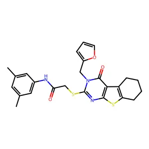 N-(3,5-dimethylphenyl)-2-{[3-(furan-2-ylmethyl)-4-oxo-3,4,5,6,7,8-hexahydro[1]benzothieno[2,3-d]pyrimidin-2-yl]sulfanyl}acetamide structure