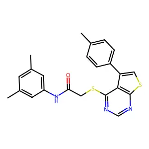 N-(3,5-dimethylphenyl)-2-{[5-(4-methylphenyl)thieno[2,3-d]pyrimidin-4-yl]sulfanyl}acetamide structure