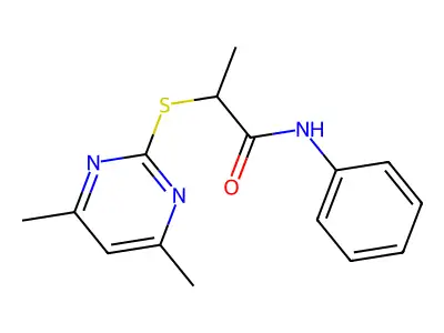2-[(4,6-dimethylpyrimidin-2-yl)sulfanyl]-N-phenylpropanamide structure