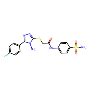 2-[4-amino-5-(4-fluorophenyl)(1,2,4-triazol-3-ylthio)]-N-(4-sulfamoylphenyl)ac etamide structure