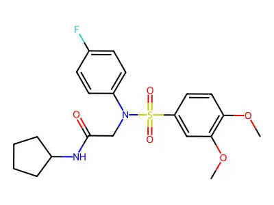 N-cyclopentyl-2-(N-(3,4-dimethoxyphenyl)sulfonyl-4-fluoroanilino)acetamide structure