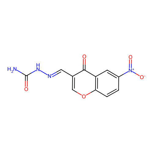 (2E)-2-[(6-nitro-4-oxo-4H-chromen-3-yl)methylidene]hydrazinecarboxamide structure