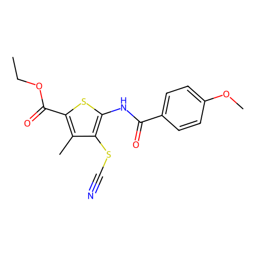 Ethyl 5-(4-methoxybenzamido)-3-methyl-4-thiocyanatothiophene-2-carboxylate structure
