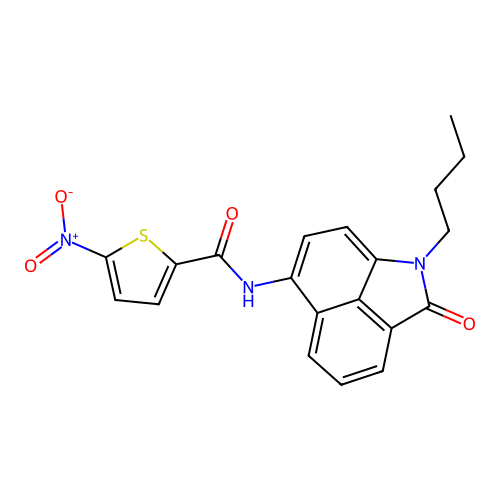 N-(1-butyl-2-oxo-1,2-dihydrobenzo[cd]indol-6-yl)-5-nitrothiophene-2-carboxamide structure