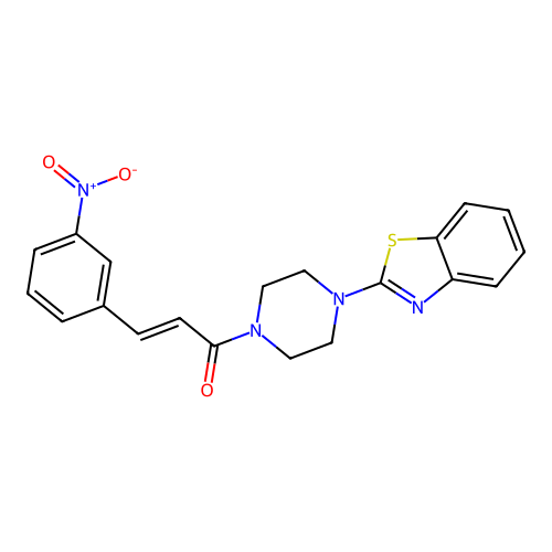 (E)-1-(4-(benzo[d]thiazol-2-yl)piperazin-1-yl)-3-(3-nitrophenyl)prop-2-en-1-one structure