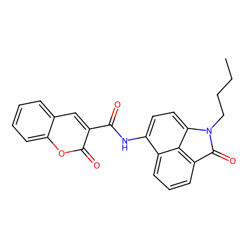 N-(1-butyl-2-oxo-1,2-dihydrobenzo[cd]indol-6-yl)-2-oxo-2H-chromene-3-carboxamide structure
