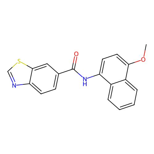 N-(4-methoxynaphthalen-1-yl)-1,3-benzothiazole-6-carboxamide structure