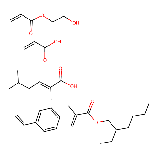 (C12-H22-O2.C8-H14-O2.C8-H8.C5-H8-O3.C3-H4-O2)x- structure