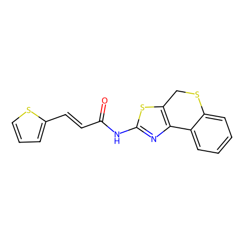 (E)-N-(4H-thiochromeno[4,3-d]thiazol-2-yl)-3-(thiophen-2-yl)acrylamide structure