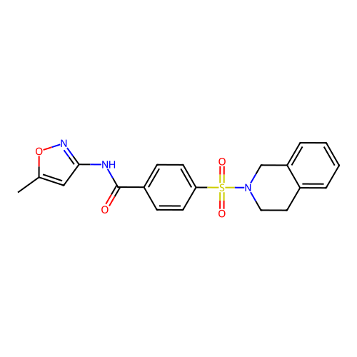 4-((3,4-dihydroisoquinolin-2(1H)-yl)sulfonyl)-N-(5-methylisoxazol-3-yl)benzamide structure