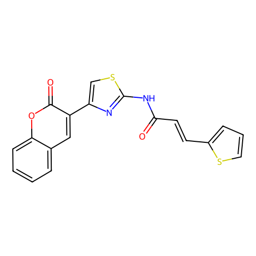 (E)-N-(4-(2-oxo-2H-chromen-3-yl)thiazol-2-yl)-3-(thiophen-2-yl)acrylamide structure