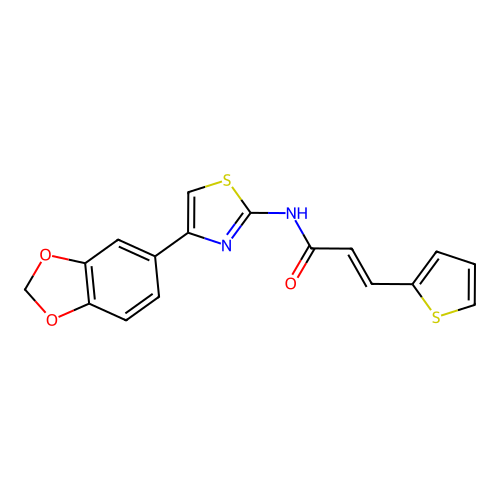 (E)-N-(4-(benzo[d][1,3]dioxol-5-yl)thiazol-2-yl)-3-(thiophen-2-yl)acrylamide structure