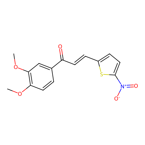 (E)-1-(3,4-dimethoxyphenyl)-3-(5-nitrothiophen-2-yl)prop-2-en-1-one structure