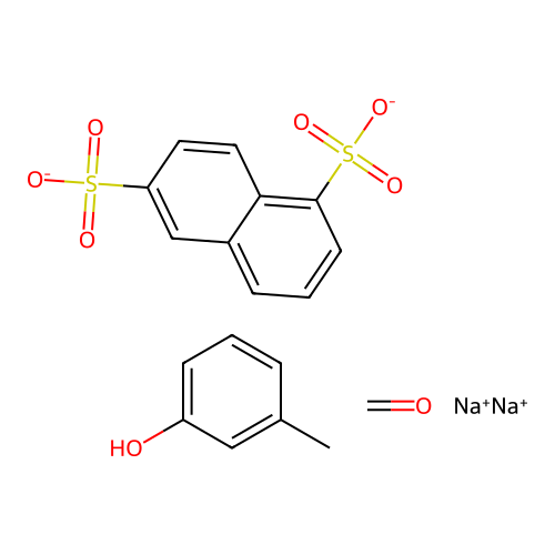 Disodium;formaldehyde;3-methylphenol;naphthalene-1,6-disulfonate structure