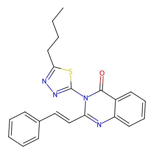 4(3H)-Quinazolinone, 3-(5-butyl-1,3,4-thiadiazol-2-yl)-2-(2-phenylethenyl)- structure