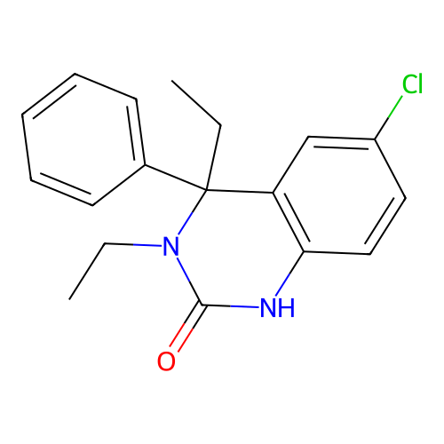 2(1H)-Quinazolinone, 6-chloro-3,4-diethyl-3,4-dihydro-4-phenyl- structure