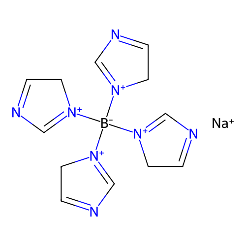 sodium tetrakis(4H-imidazol-3-ium-3-yl)boranuide structure