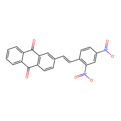 2-[(E)-2-(2,4-dinitrophenyl)ethenyl]anthracene-9,10-dione structure