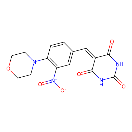 5-[(4-morpholino-3-nitrophenyl)methylene]-2,4,6(1H,3H,5H)-pyrimidinetrione structure