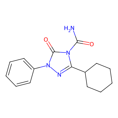 3-Cyclohexyl-5-oxo-1-phenyl-1,2,4-triazole-4-carboxamide structure