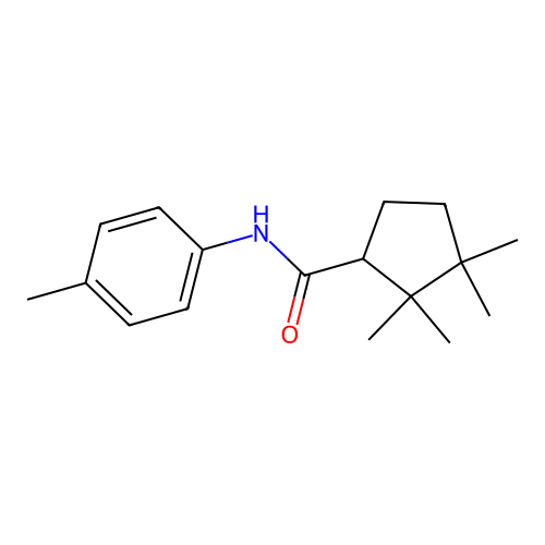 2,2,3,3-tetramethyl-N-(4-methylphenyl)cyclopentane-1-carboxamide structure
