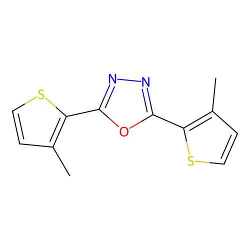 2,5-Bis(3-methylthiophen-2-yl)-1,3,4-oxadiazole structure