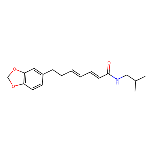 (2E,4E)-N-isobutyl-7-(3,4-methylenedioxyphenyl)-hepta-2,4-dienamide structure
