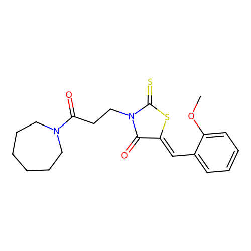 (5Z)-3-[3-(azepan-1-yl)-3-oxopropyl]-5-[(2-methoxyphenyl)methylidene]-2-sulfanylidene-1,3-thiazolidin-4-one structure