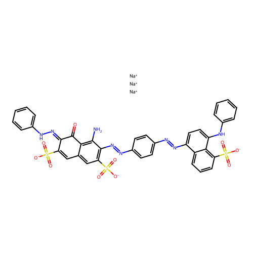 C38H28N8O10S3.3Na structure